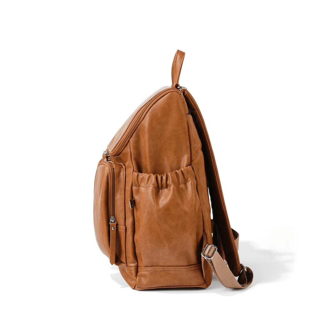 OiOi Signature Nappy Backpack - Tan Faux Leather - kateinglishdesigns