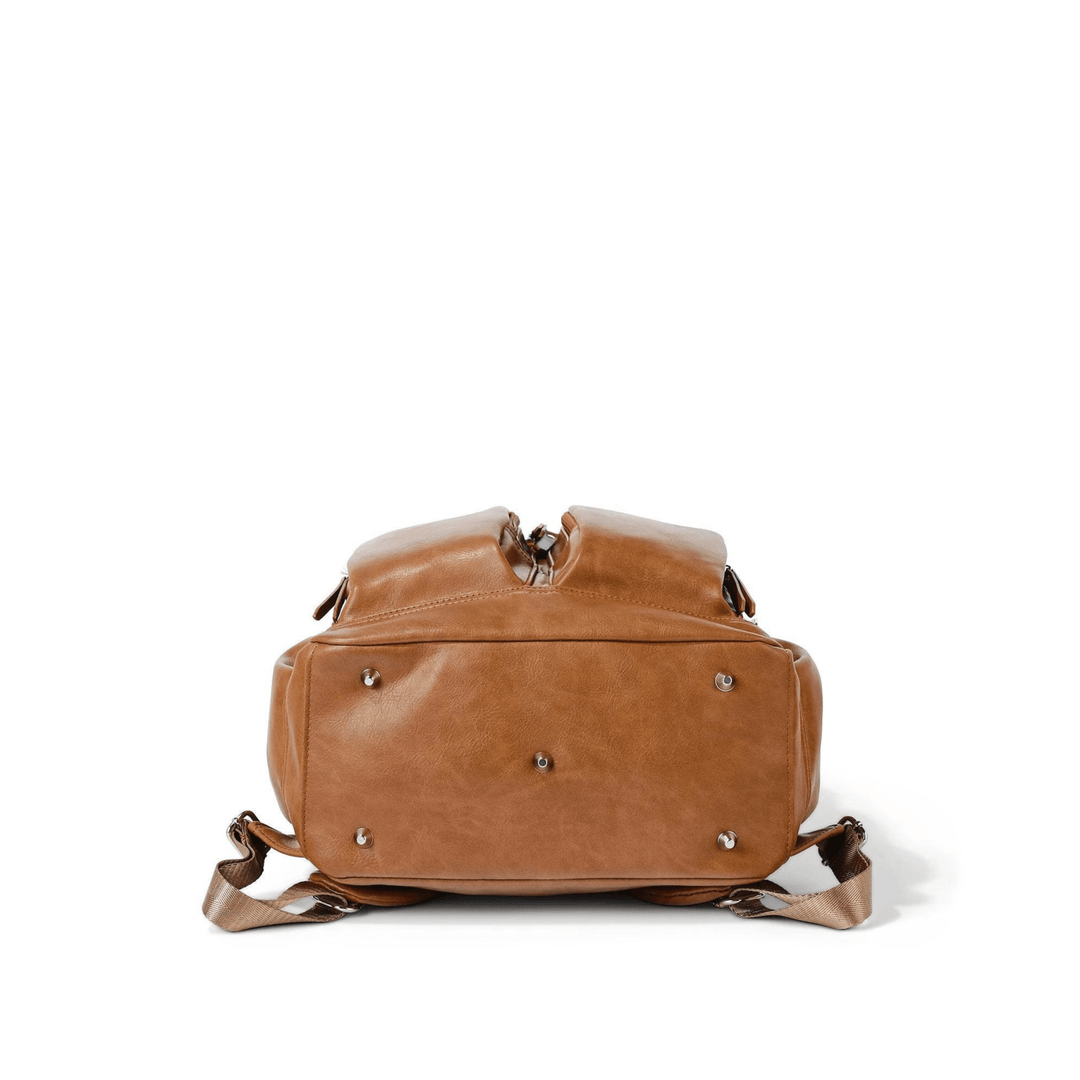 OiOi Signature Nappy Backpack - Tan Faux Leather - kateinglishdesigns