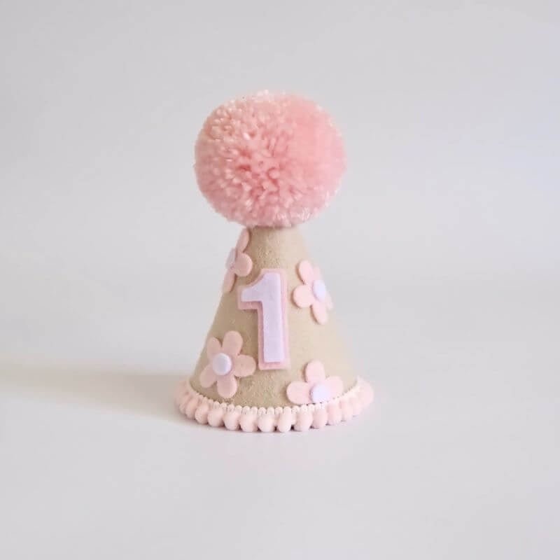 Our Little Deer - Natural Pink Daisy Boho Party Hat - kateinglishdesigns