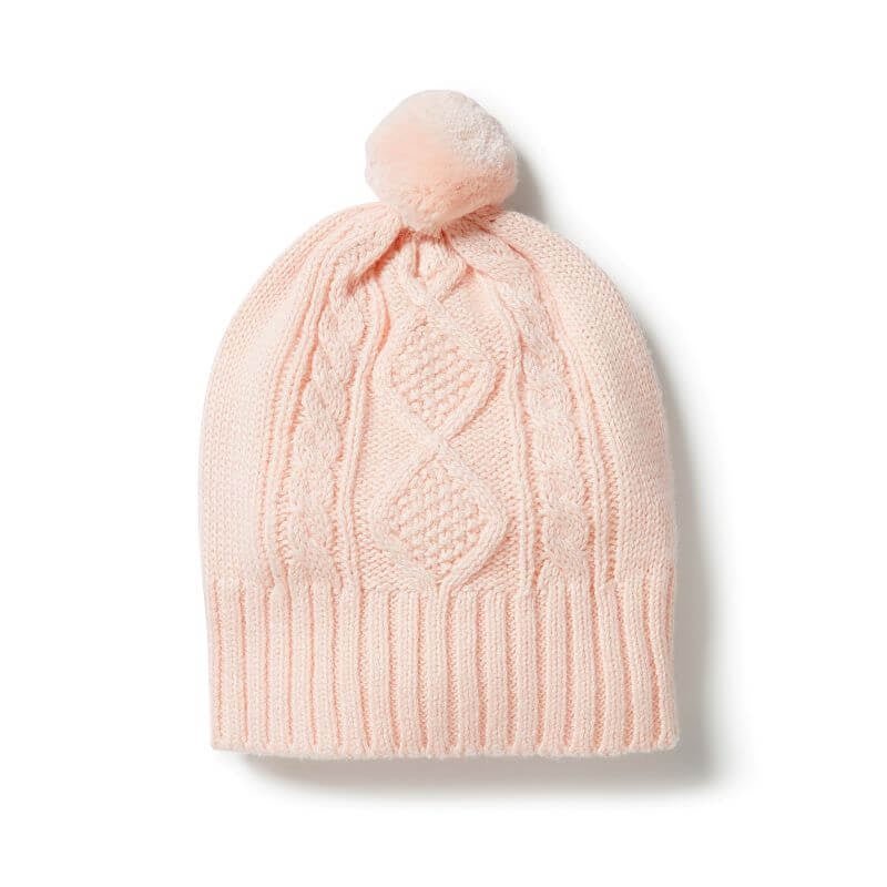 Wilson & Frenchy Knitted Cable Beanie - Blush - kateinglishdesigns